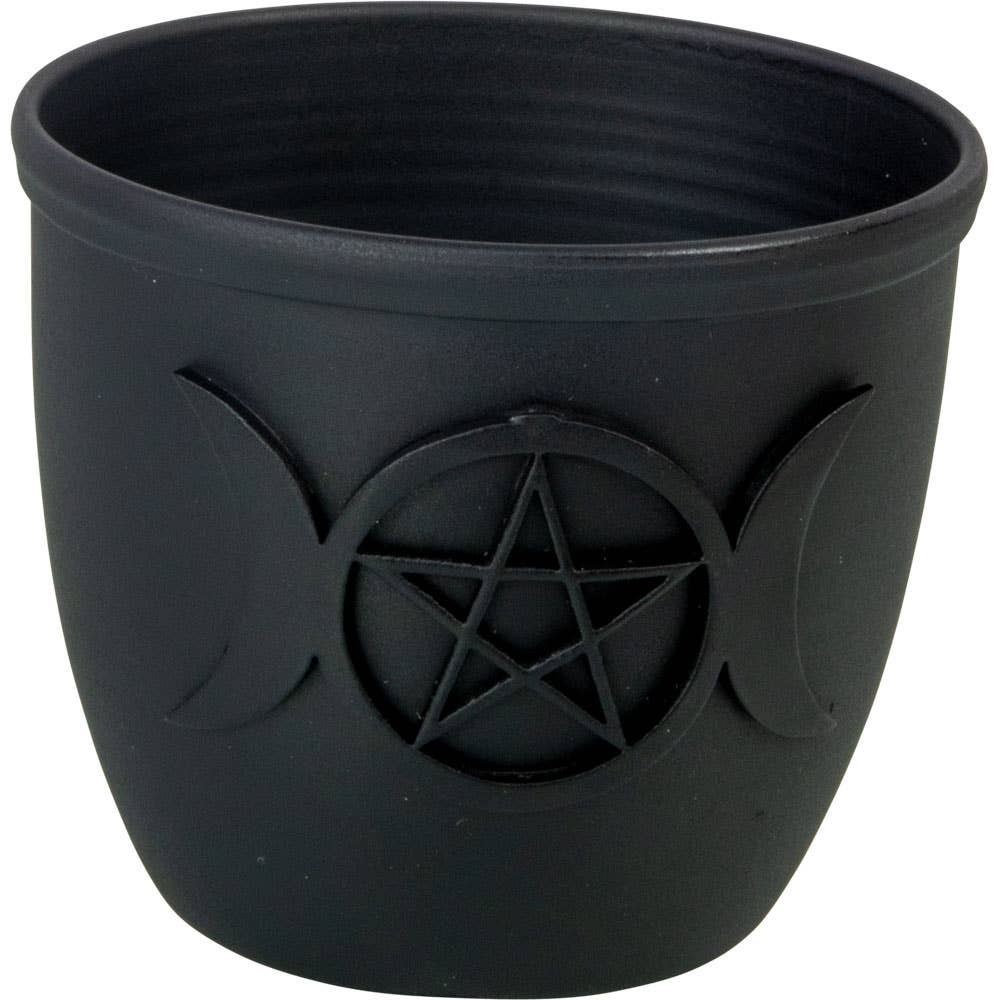 Mini-bougeoir en métal - Triple Moon avec pentacle